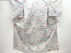 枝花模様織り出し手織り紬着物